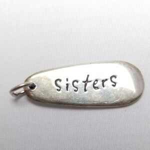 Vintage Sterling Silver Sisters Pendant Charm, Signed, Sister Sibling Estate